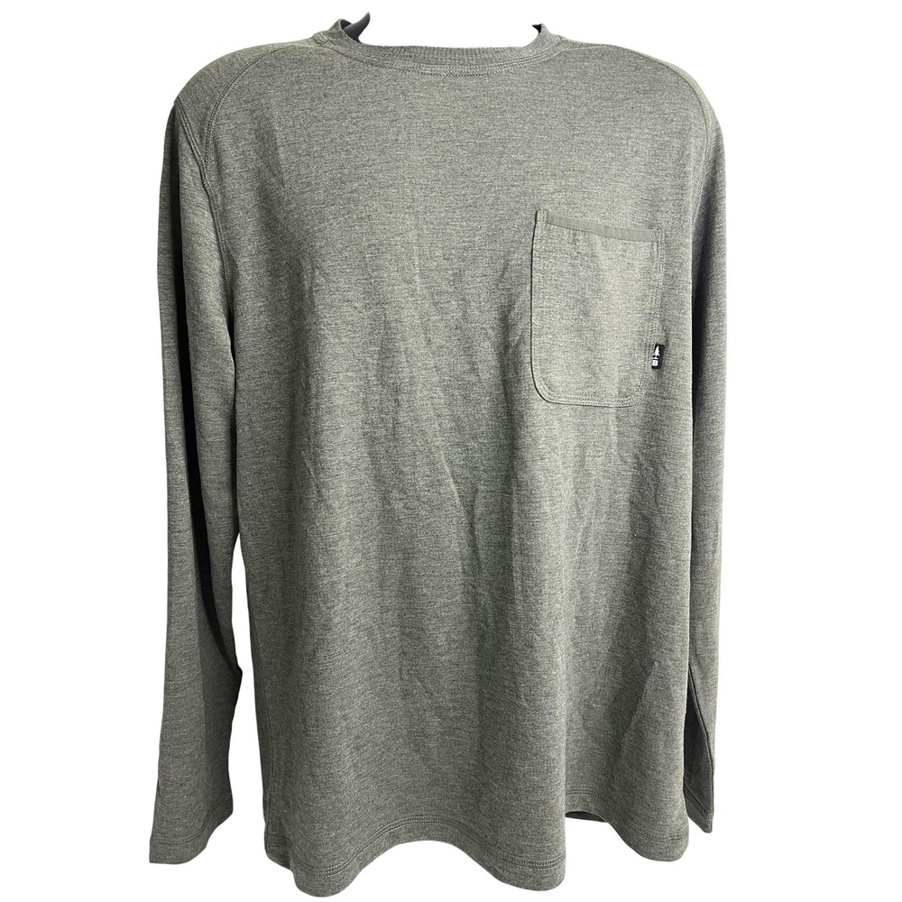 Bass Outdoor‎ Shirt Mens Large Green Util-Tee Long Sleeve Pocket 30211539-RS0